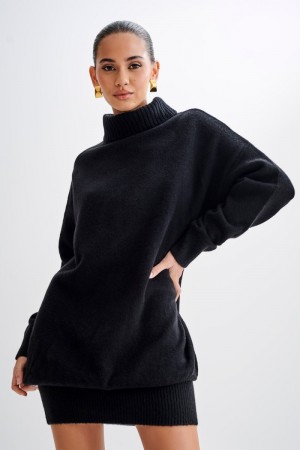 Meshki Celeste Long Sleeve Knit レディース ミニドレス 黒 日本 | B8I-4787