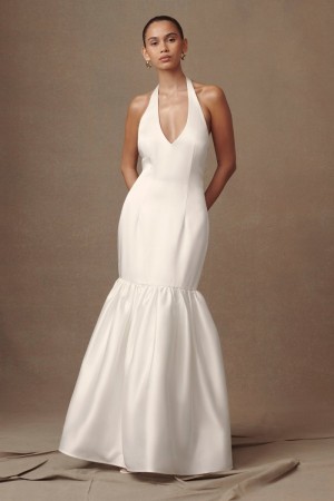 Meshki Danica Satin Halter Wedding Gown レディース 結婚式のドレス 白 日本 | C5U-6000