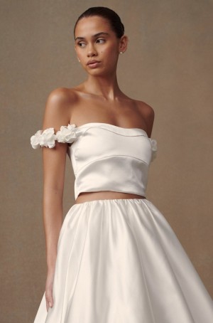 Meshki Karrie Cropped Satin Rose Bodice レディース 結婚式のドレス 白 日本 | W1V-6389