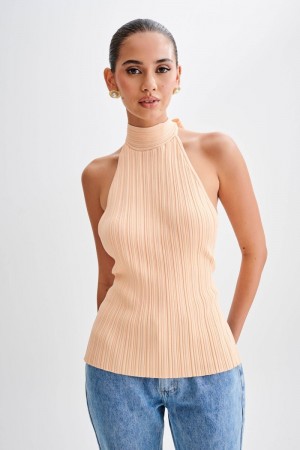 Meshki Laila Longline Halter Rib Knit レディース トップス ライトオレンジ 日本 | I0E-4008