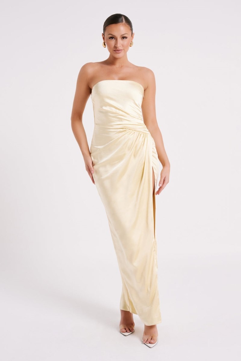 Meshki Aminah Draped Strapless レディース マキシドレス ライト黄色 日本 | S2L-7838