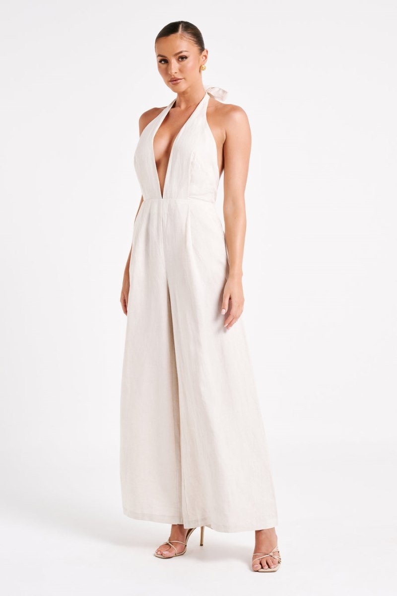 Meshki Blanca Linen Halter レディース ジャンプスーツ 白 日本 | J8J-8912