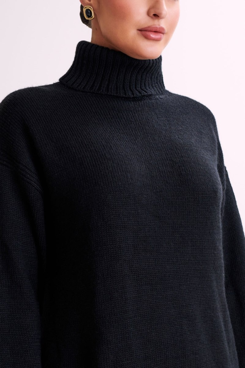 Meshki Brittany High Neck Knit レディース セーター 黒 日本 | J3P-8235