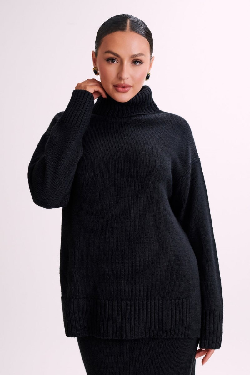 Meshki Brittany High Neck Knit レディース セーター 黒 日本 | J3P-8235