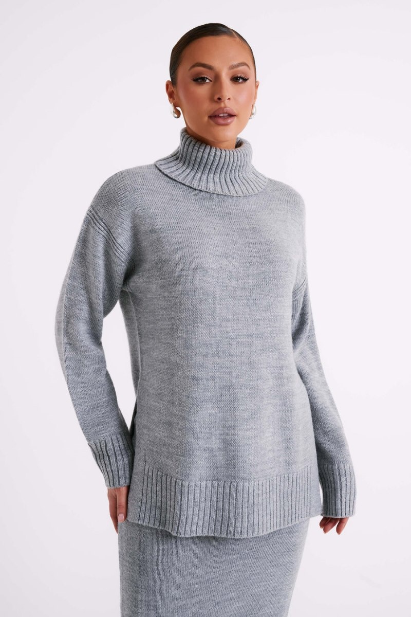 Meshki Brittany High Neck Knit レディース セーター グレー 日本 | V9A-3600