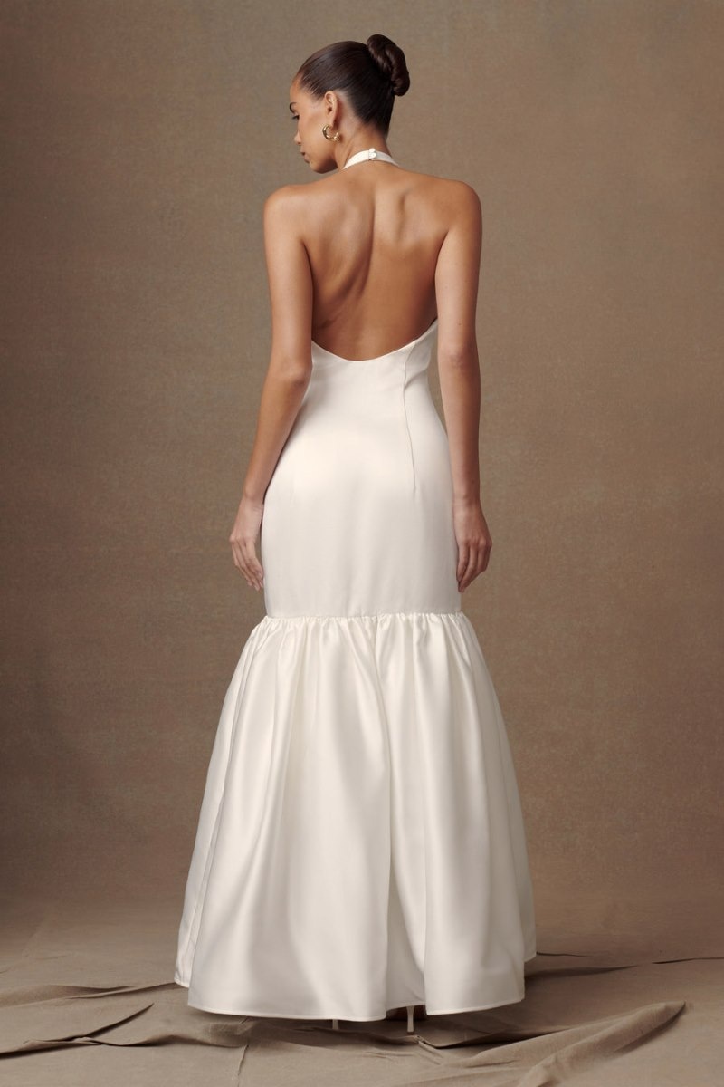 Meshki Danica Satin Halter Wedding Gown レディース 結婚式のドレス 白 日本 | C5U-6000