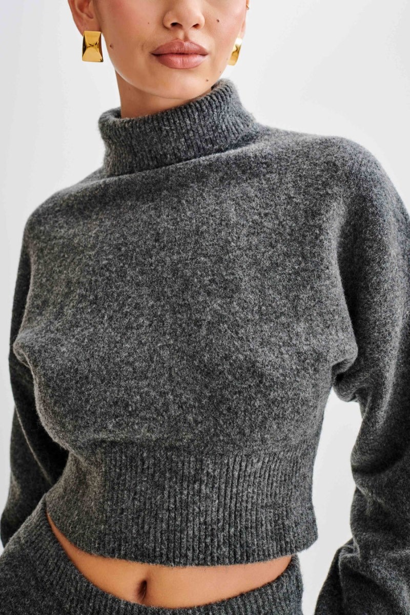 Meshki Darius Turtleneck Knit Crop レディース トップス 深いグレー 日本 | O0C-5108