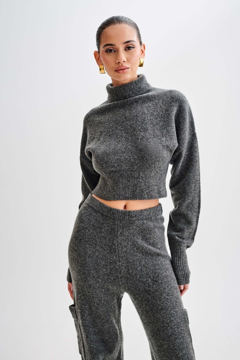 Meshki Darius Turtleneck Knit Crop レディース トップス 深いグレー 日本 | O0C-5108