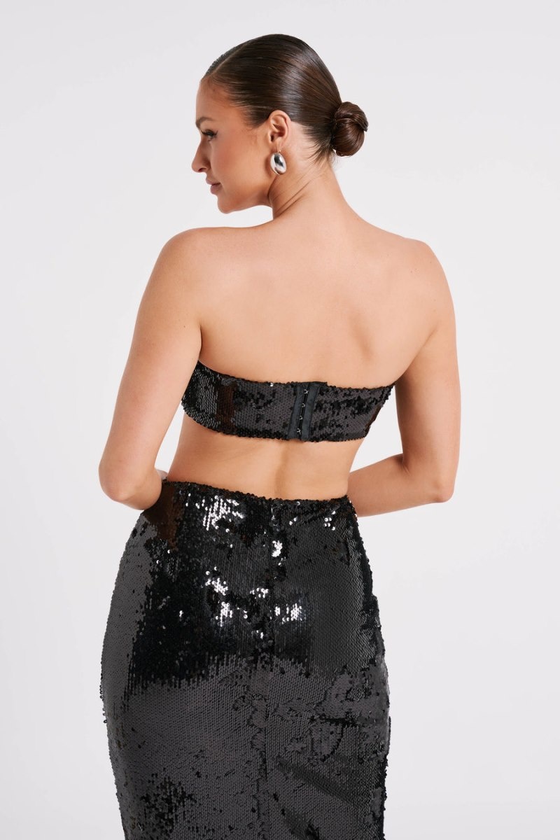 Meshki Emerie Strapless Sequin Bandeau レディース トップス 黒 日本 | X2X-1825