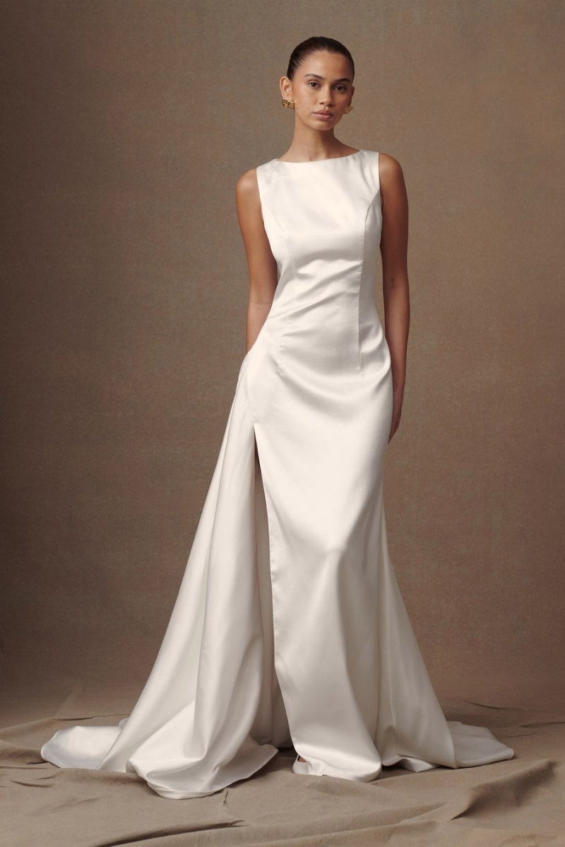 Meshki Fontanne Satin Wedding Gown レディース 結婚式のドレス 白 日本 | T1H-5688