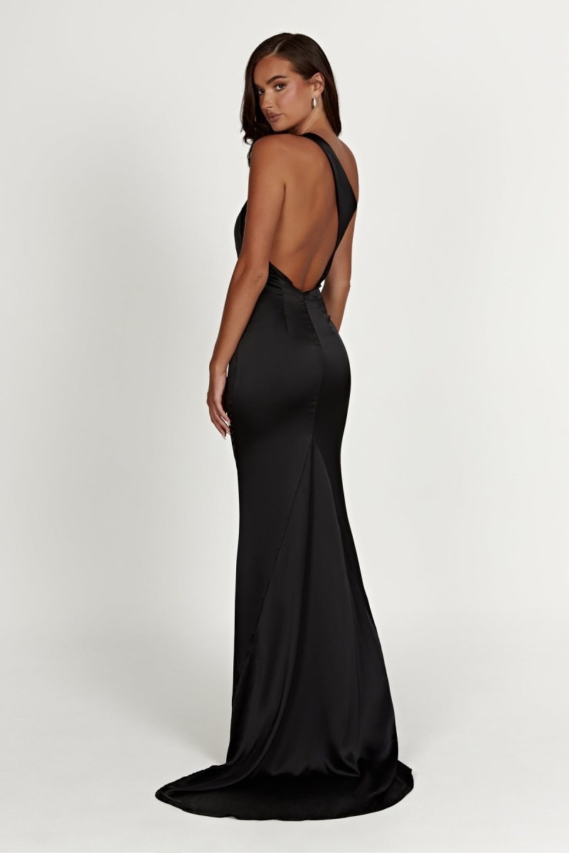 Meshki Harper One Shoulder Gown レディース 結婚式のドレス 黒 日本 | Q3P-1509