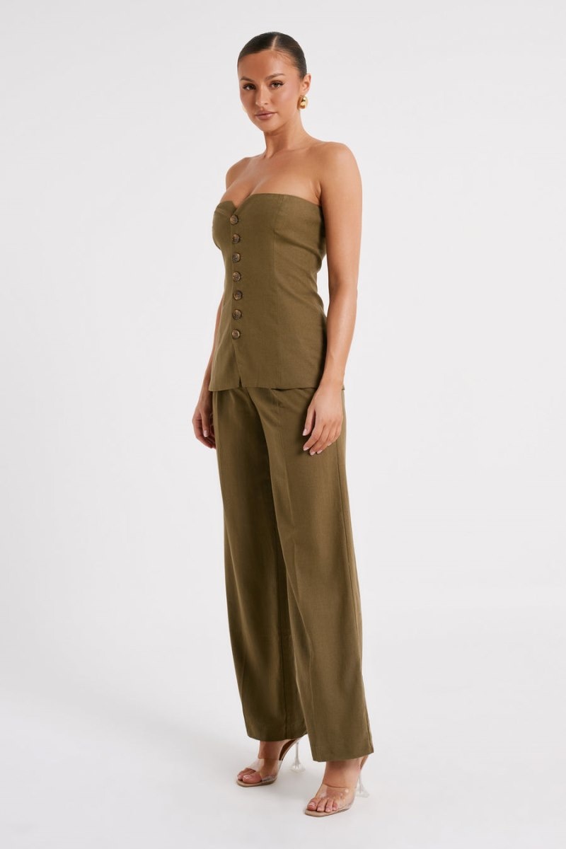 Meshki Innis Linen Longline Strapless レディース トップス オリーブ 日本 | L2H-4977