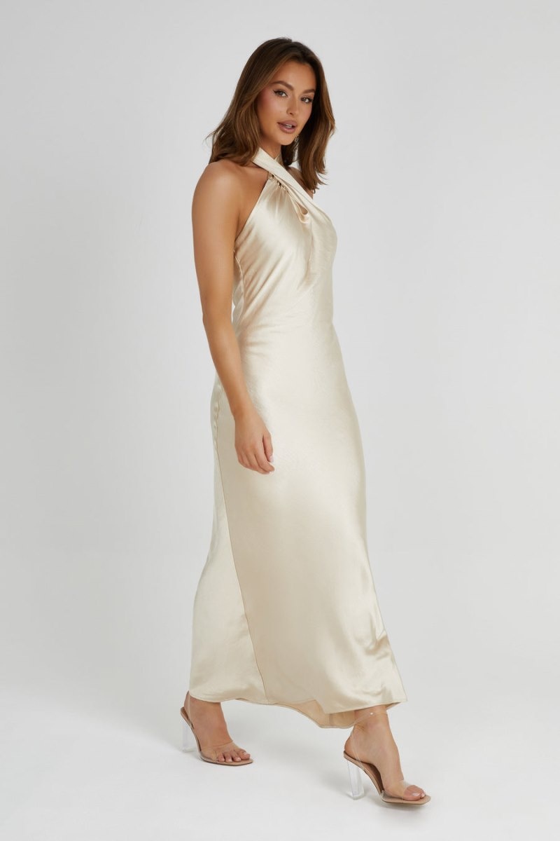 Meshki Laura Halter Satin Gown レディース 結婚式のドレス ゴールド 日本 | S3Q-8466