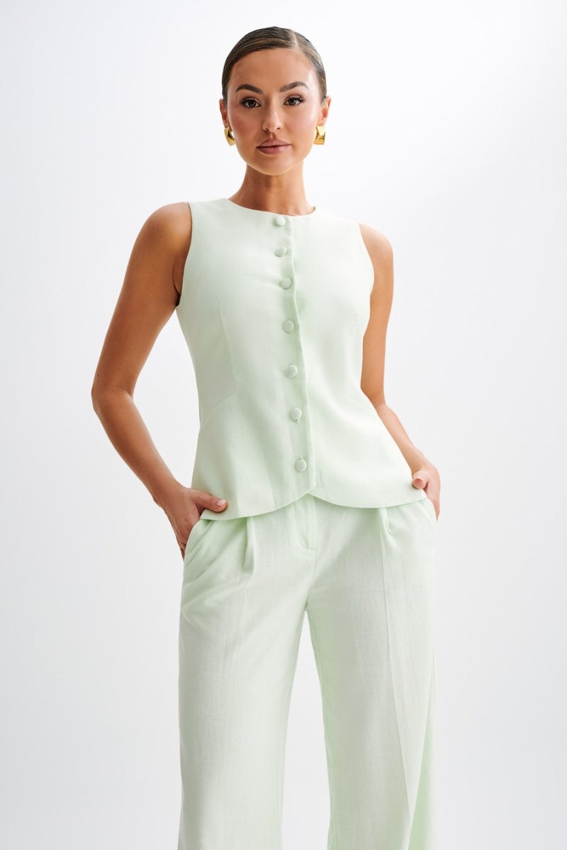 Meshki Laurence ノースリーブ Linen Longline レディース トップス Mint 日本 | K6P-0303