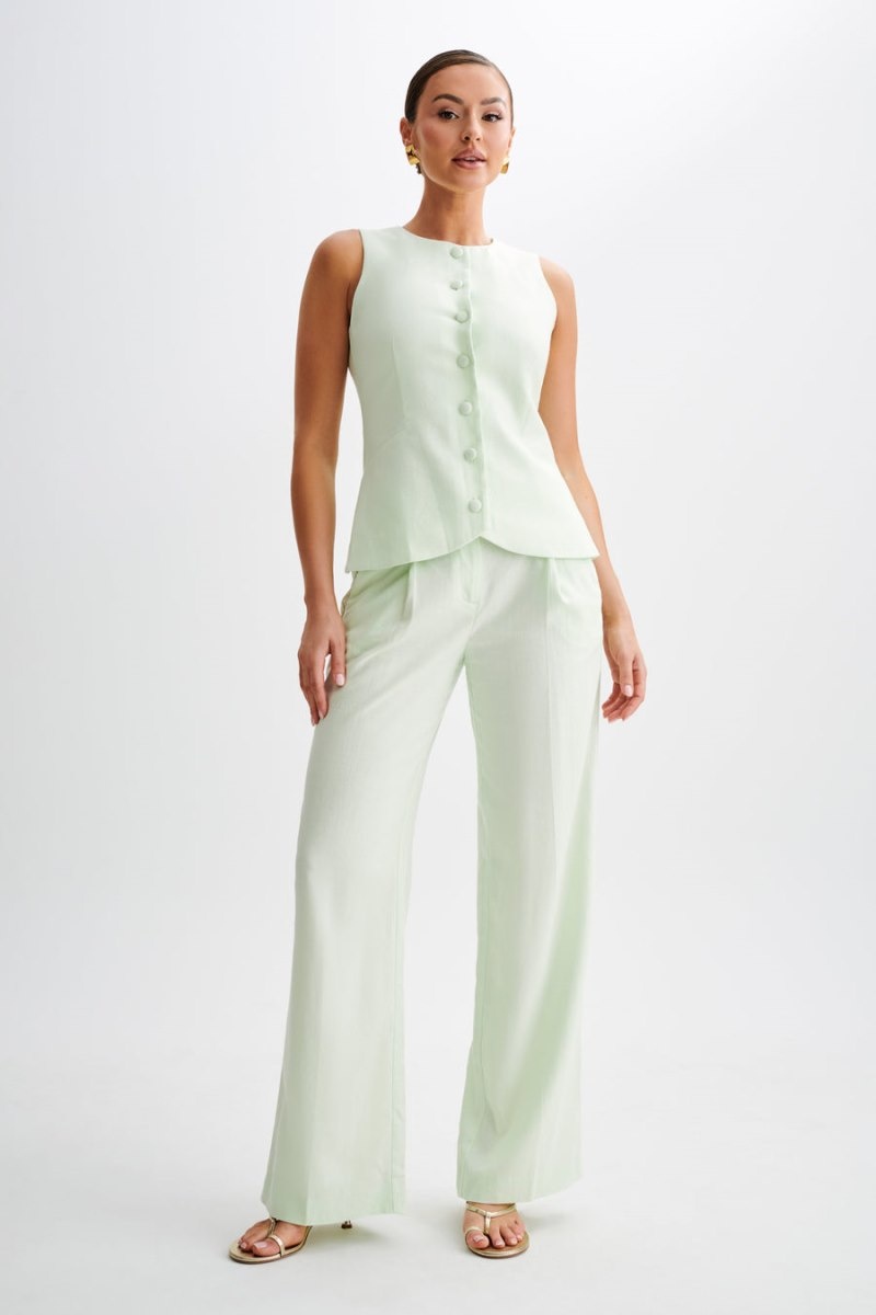 Meshki Laurence ノースリーブ Linen Longline レディース トップス Mint 日本 | K6P-0303