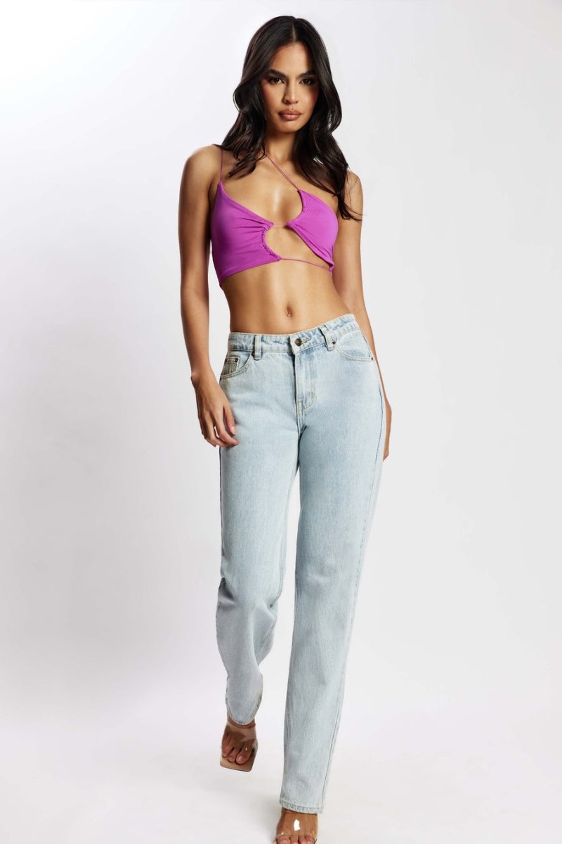 Meshki Montana Ruched Cut Out Crop レディース トップス 紫 日本 | B2P-6272