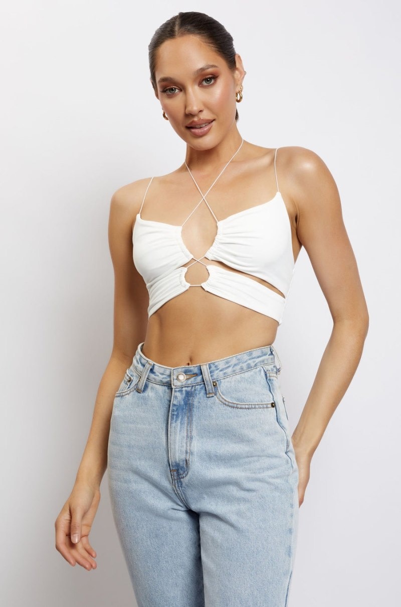 Meshki Phoenix Cut Out Ruched Crop レディース トップス 白 日本 | O6U-5780