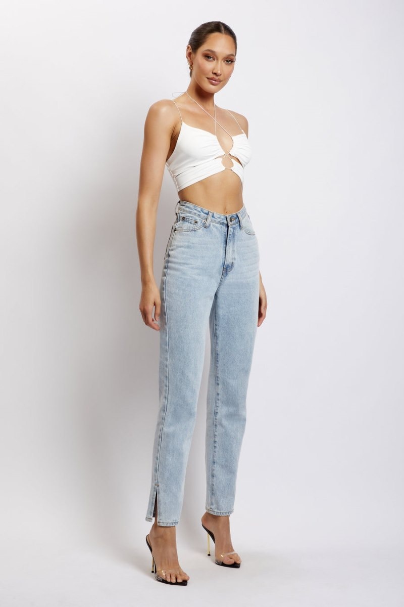 Meshki Phoenix Cut Out Ruched Crop レディース トップス 白 日本 | O6U-5780