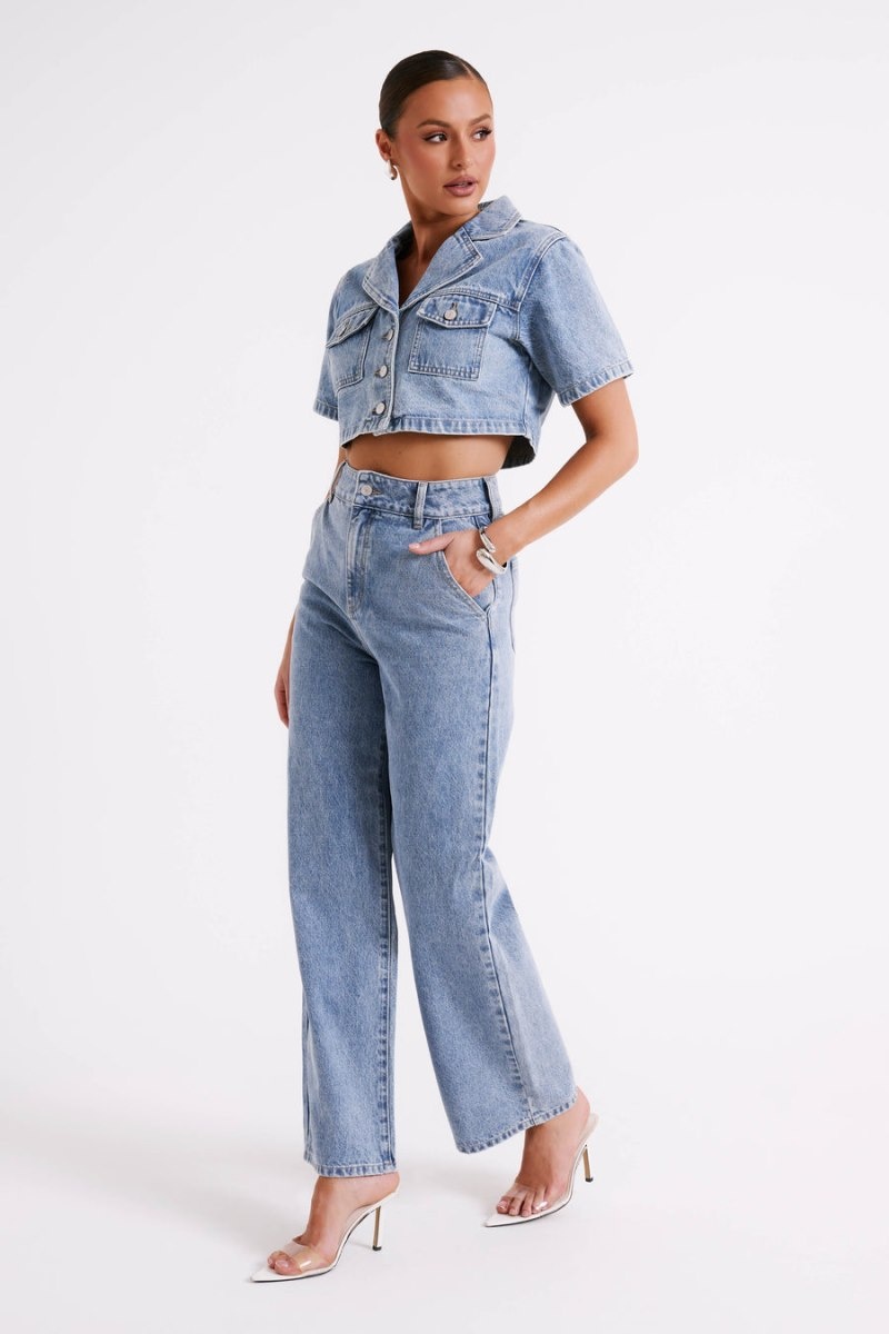 Meshki Roxy ワイド Leg High Waist Denim レディース ジーンズ 青 日本 | Q4M-0178