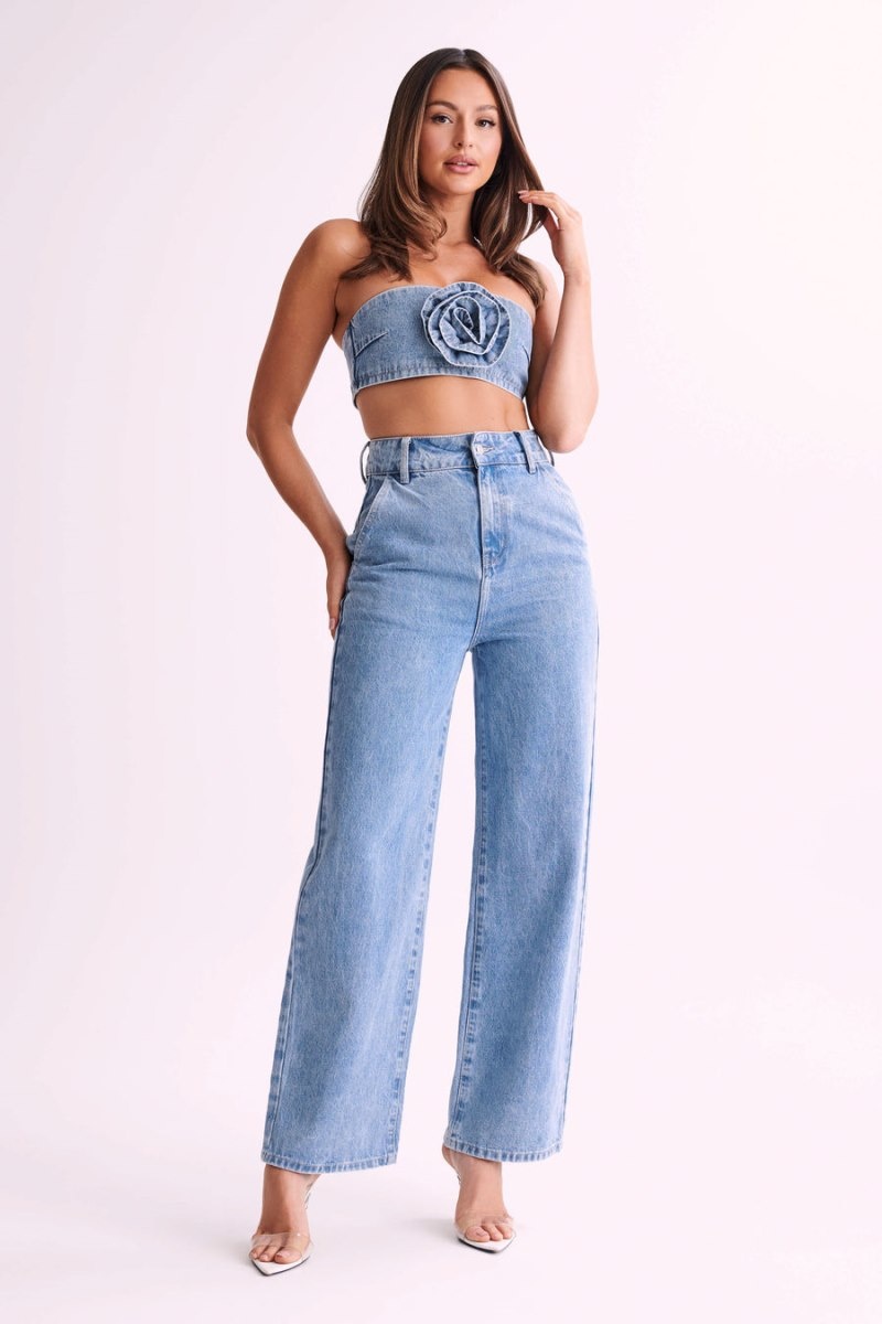 Meshki Roxy ワイド Leg High Waist Denim レディース ジーンズ 青 日本 | Z6E-4160