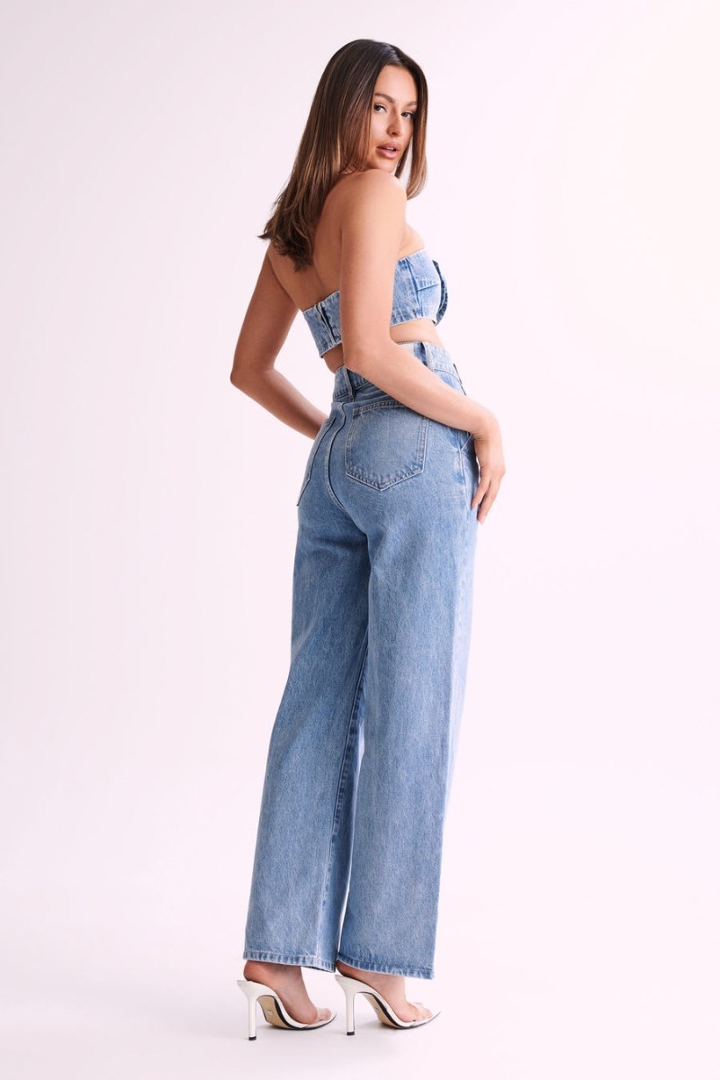 Meshki Roxy ワイド Leg High Waist Denim レディース ジーンズ 青 日本 | Z6E-4160