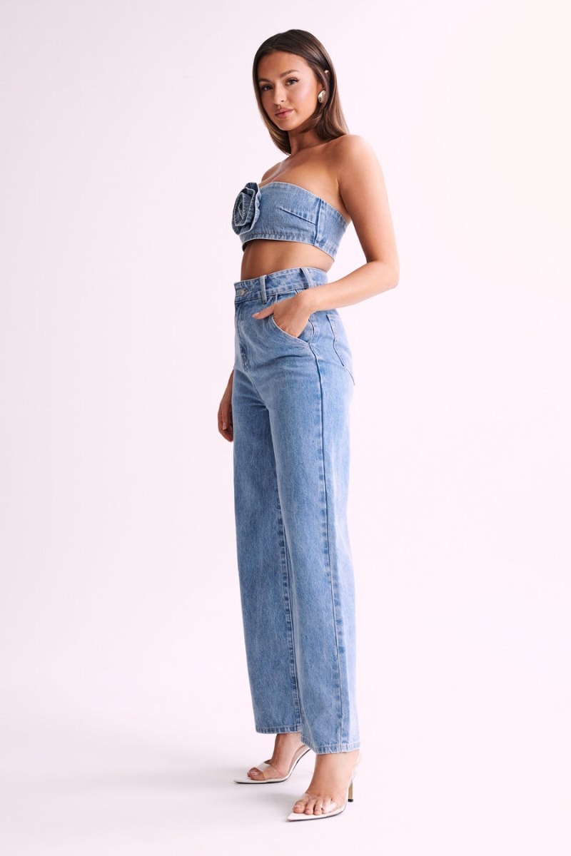 Meshki Roxy ワイド Leg High Waist Denim レディース ジーンズ 青 日本 | Z6E-4160