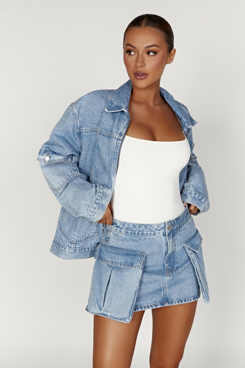 Meshki Rylee Oversized Denim レディース ジャケット 青 日本 | K0H-4373