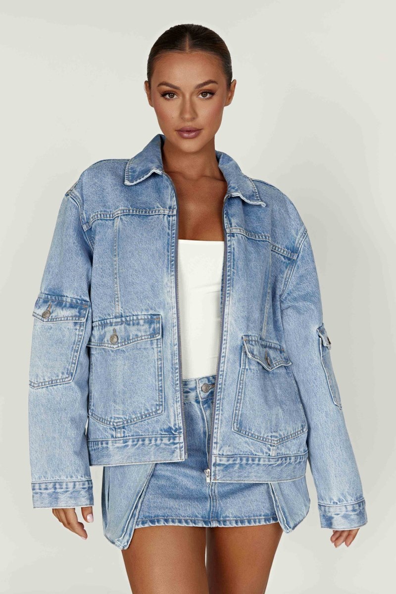 Meshki Rylee Oversized Denim レディース ジャケット 青 日本 | K0H-4373