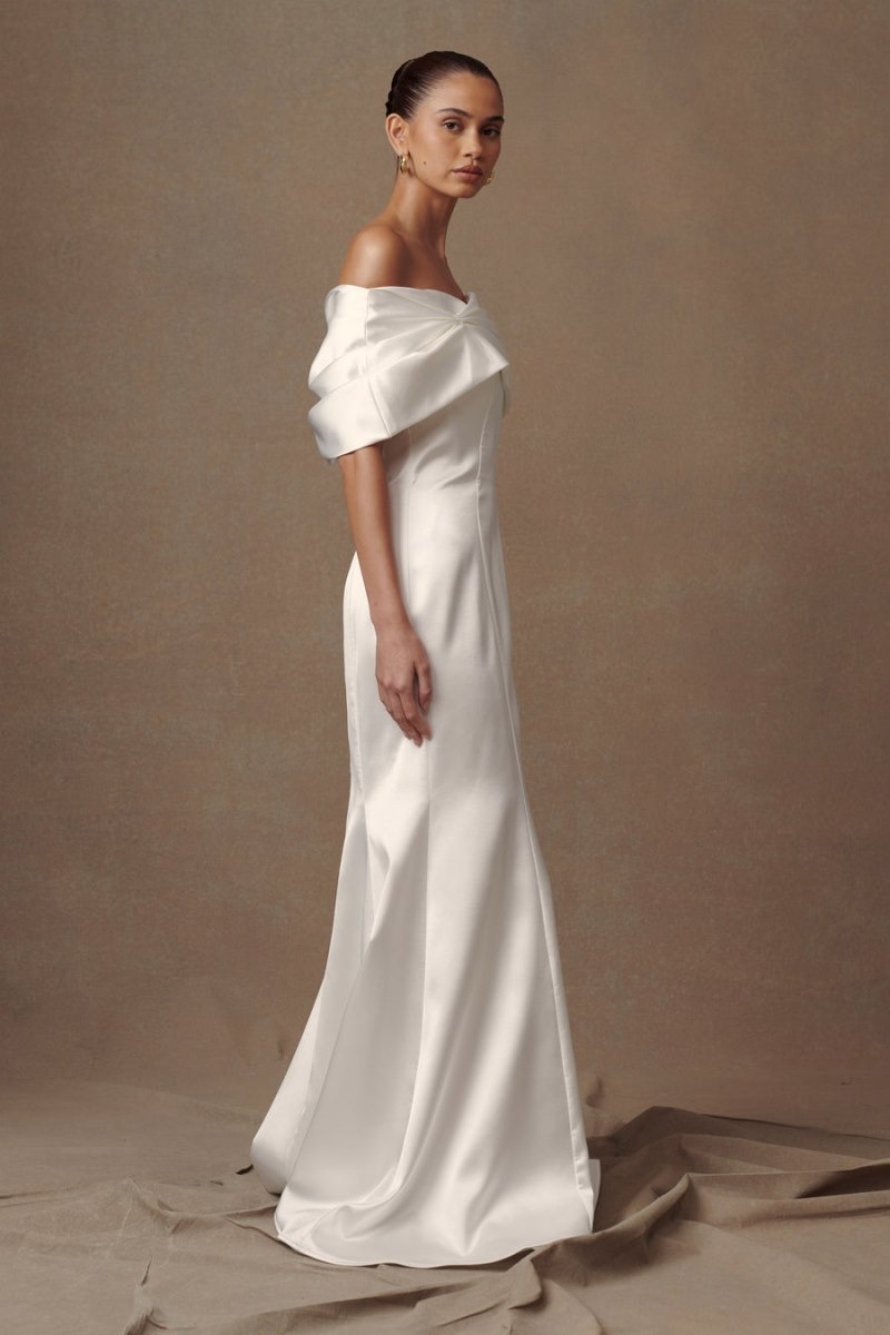 Meshki Saosire Satin Wedding Gown レディース 結婚式のドレス 白 日本 | H8T-7598