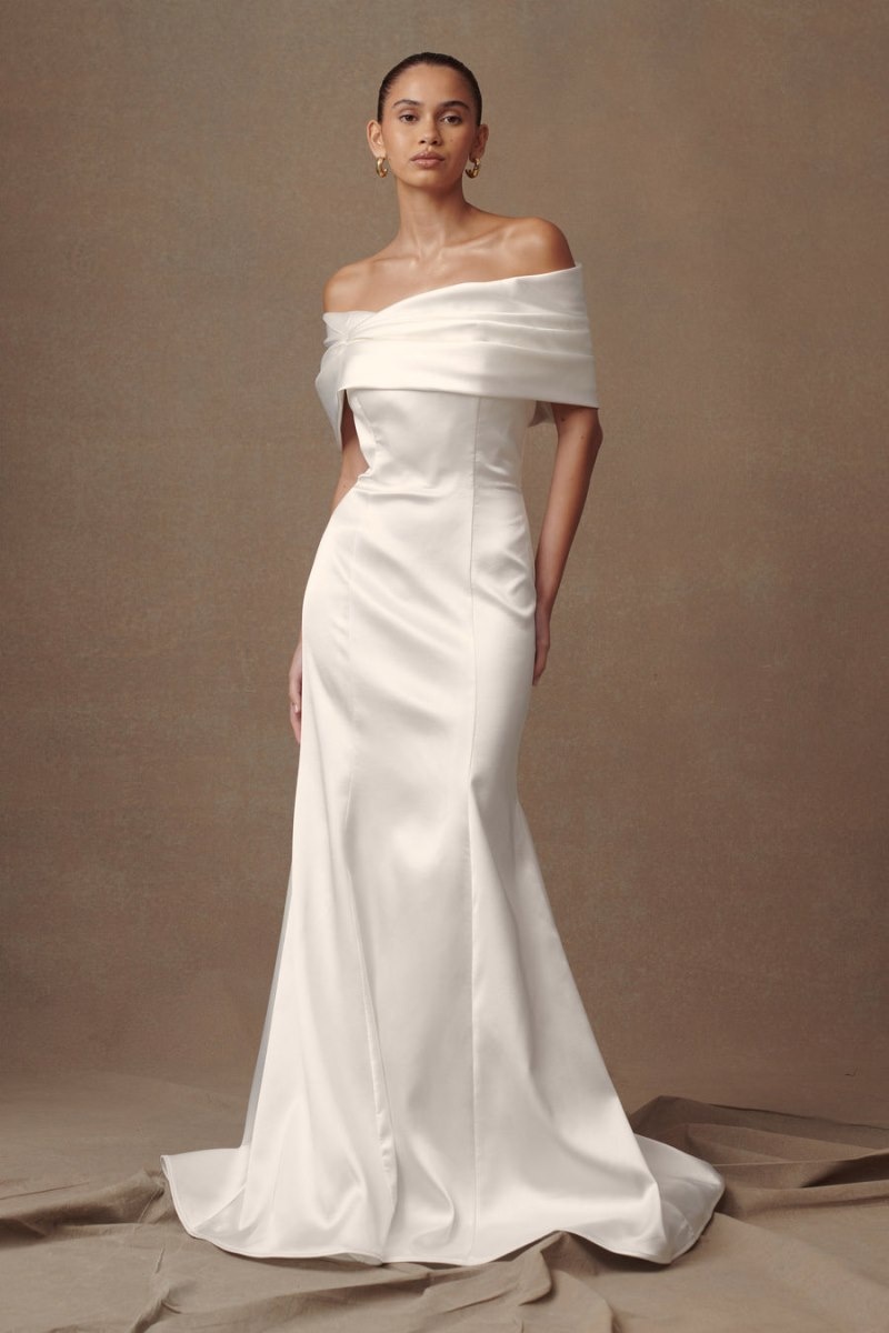 Meshki Saosire Satin Wedding Gown レディース 結婚式のドレス 白 日本 | H8T-7598