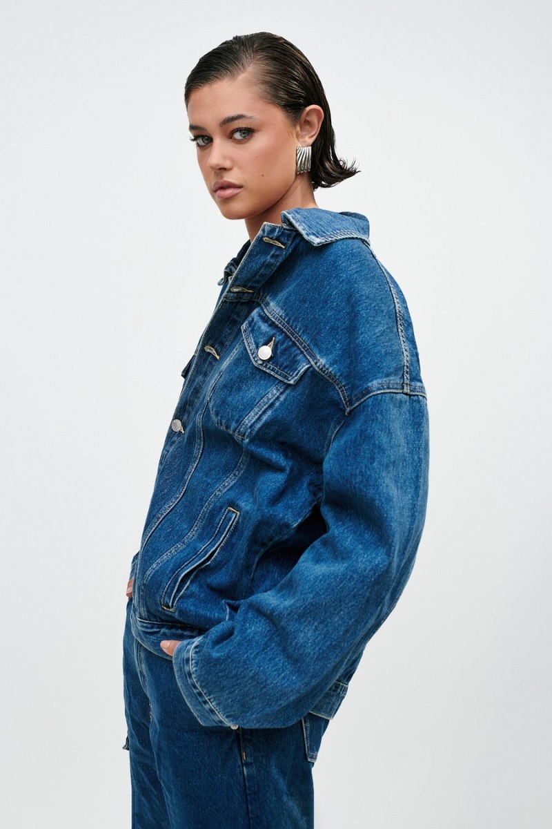 Meshki Sion Oversized Denim レディース ジャケット 暗青 日本 | K2I-3656