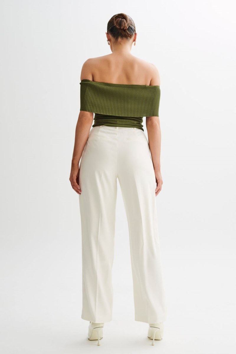 Meshki Susanna Off Shoulder Knit レディース トップス オリーブ 日本 | K1X-4717