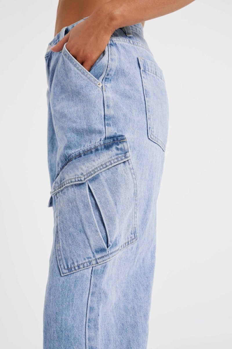 Meshki Thelma Relaxed Denim Cargo レディース パンツ 青 日本 | F0W-8158