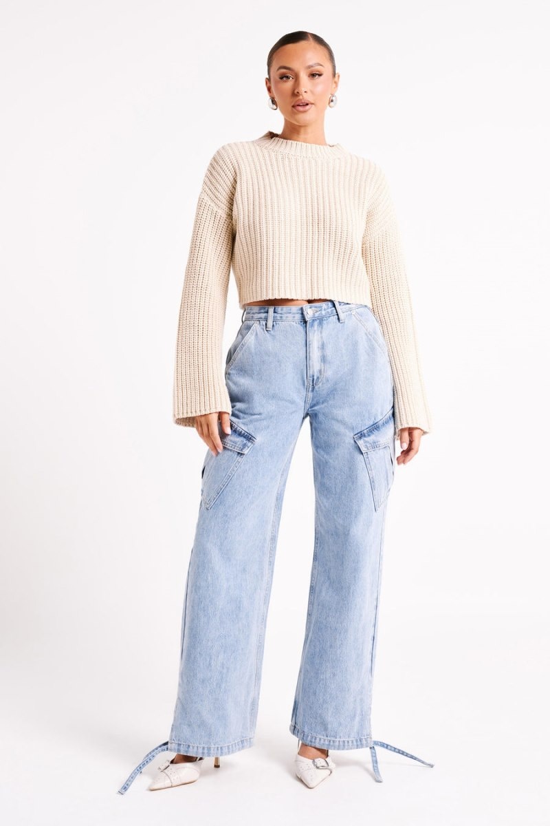 Meshki Thelma Relaxed Denim Cargo レディース パンツ 青 日本 | F0W-8158