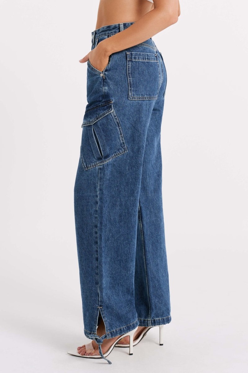 Meshki Thelma Relaxed Denim Cargo レディース パンツ 暗青 日本 | W6U-9890